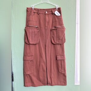 Brown Cargo Skirt